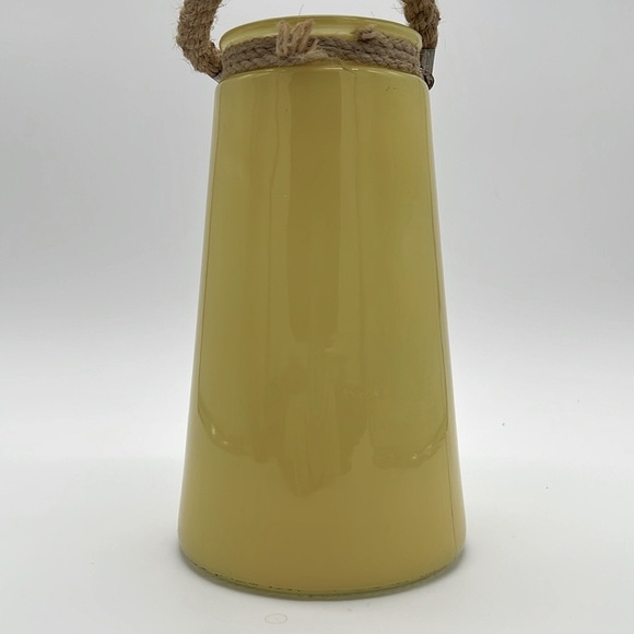 “Genuine & Crafted Original” Yellow Glass Jar/Vase with Rope Handle - Picture 5 of 16